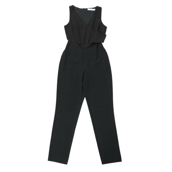 Ali & Jay Jumpsuit Womens Small Black Asymmetrical Pleated One-Piece V-Neck - Picture 2 of 12